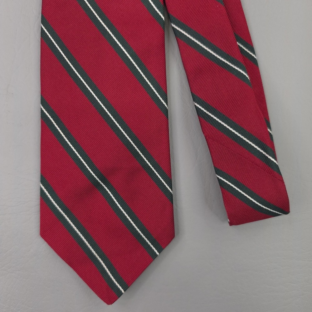 Brooks Brothers Tie Mens One Size Red Silk Repp Striped Makers USA Short‎ Woven